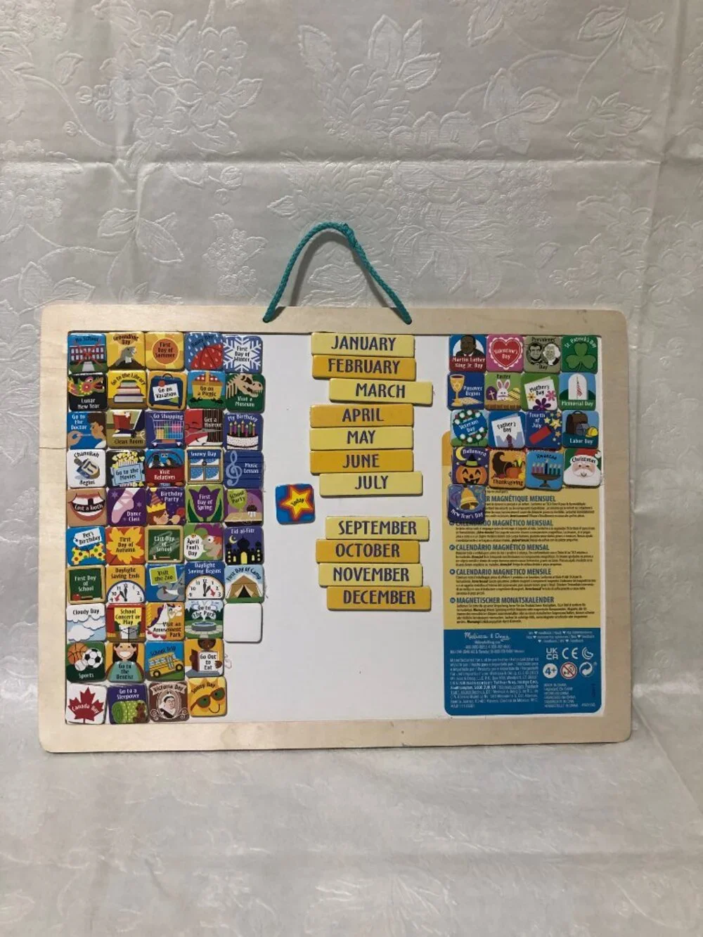 Melissa & Doug Monthly Magnetic Calendar Wooden Educational Toy‎ w/Magnets